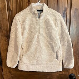 GAP Cream Sherpa Half-Zip Pullover
